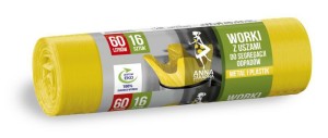 AZ WORKI NA ŚMIECI 60L A16 Z USZAMI ŻÓŁTE