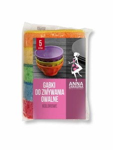 AZ GĄBKI DO ZMYWANIA OWALNE KOLOROWE 5 SZT.