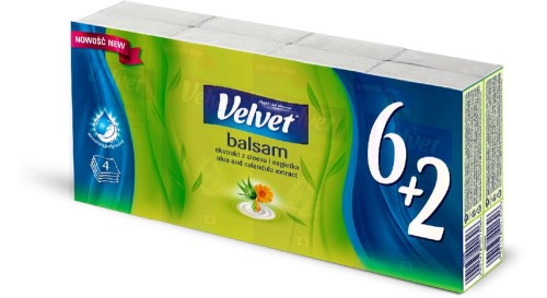 CHUSTECZKI HIGIENICZNE VELVET 6x9 Z BALSAMEM 4-W